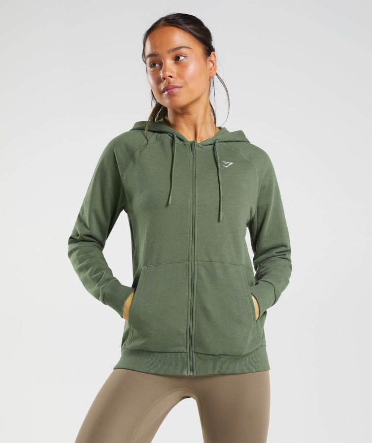 Gymshark Trainings-Zip-Hoodie Kernoliv
