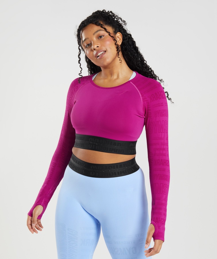Gymshark Vision Langarm Crop Top Dragon Pink