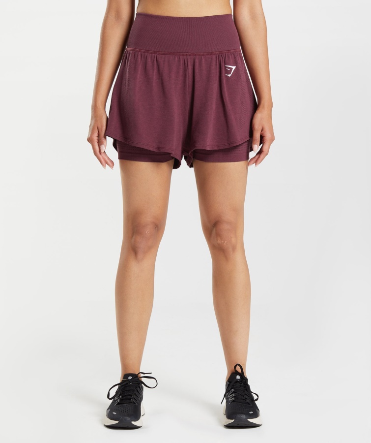 Gymshark Vital Seamless 2.0 2-in-1 Shorts Baked Maroon Merl