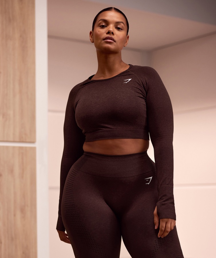 Gymshark Vital Seamless 2.0 Crop Top Kirschbraun Meliert