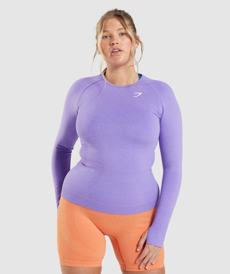 Gymshark Vital Seamless 2.0 Langarmshirt Helllila Meliert