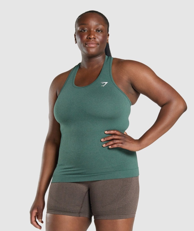 Gymshark Vital Seamless 2.0 Weste Dunkelgrün Meliert