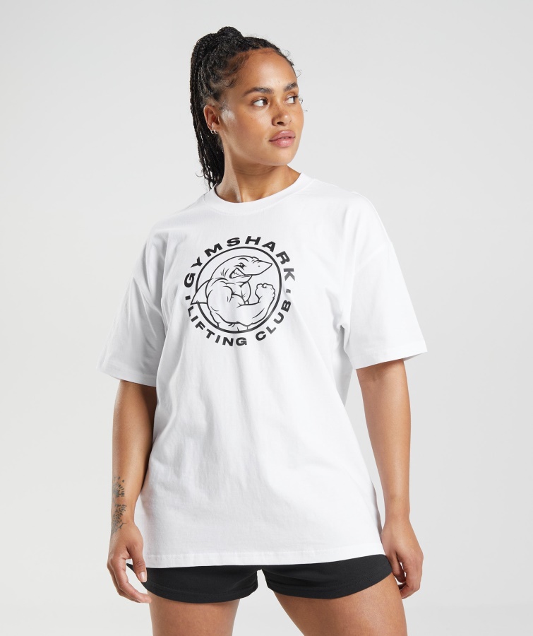 Gymshark White Legacy übergroßes T-Shirt