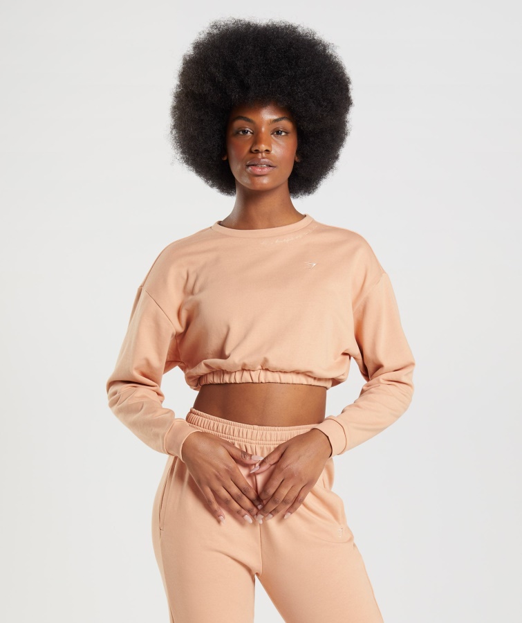 Gymshark Whitney Kurz Geschnittener Pullover Sonnenuntergang Beige