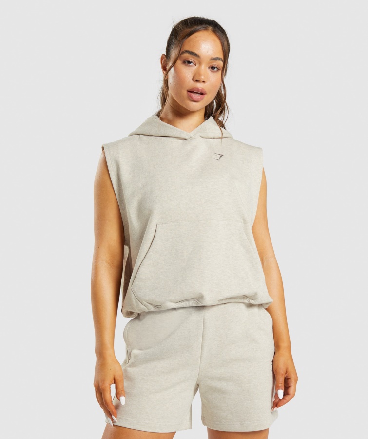 Rest Day Sweats ärmelloser Hoodie Sand Marl Gymshark