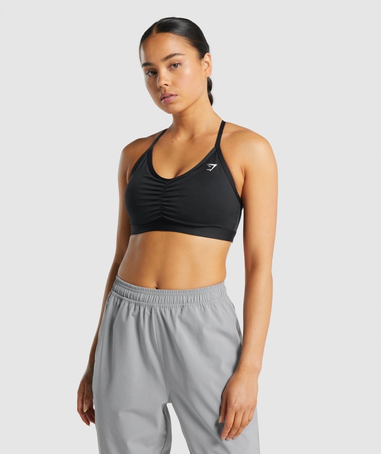 Geraffter Sport-BH Schwarz Gymshark
