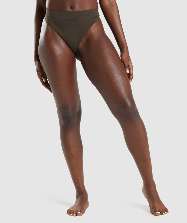 Nahtloser Hoch Sitzender Tanga Espressobraun Gymshark