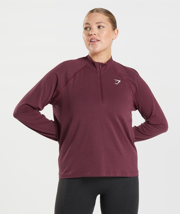 Vital Seamless 2.0 1-2 Zip Pullover Baked Maroon Merl Gymshark