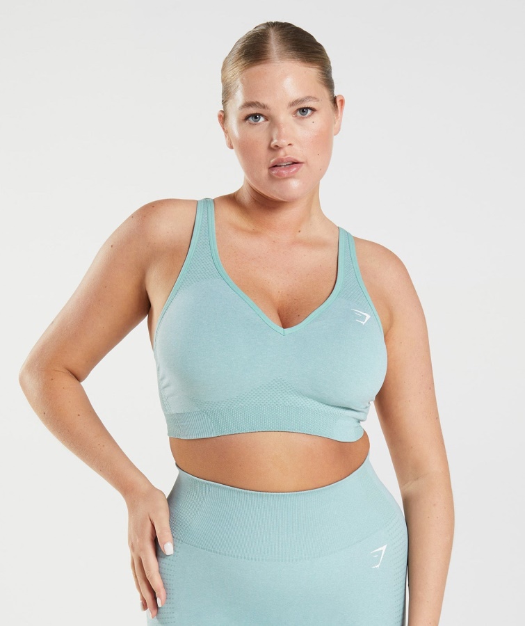 Vital Seamless 2.0 Sport-BH Mit V-Ausschnitt Pearl Blue Merl Gymshark